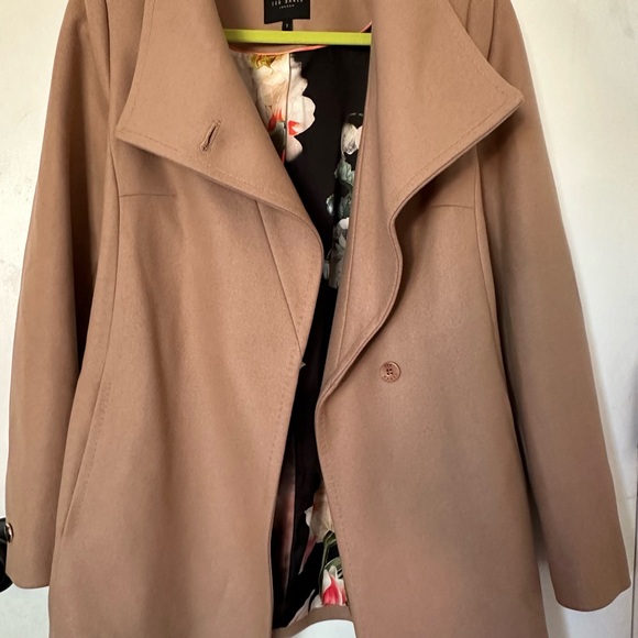 Ted Baker wool wrap coat/jacket,pockets, belt,size:1 camel/cream/khaki neutals - Picture 8 of 16